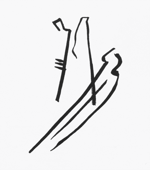 „Zeichnerischer Aufbau eines Teils der ‚Komposition 4‘ (1911)“, Tuschzeichnung, in: Wassliy Kandinsky, Punkt und Linie zu Fläche, 1926